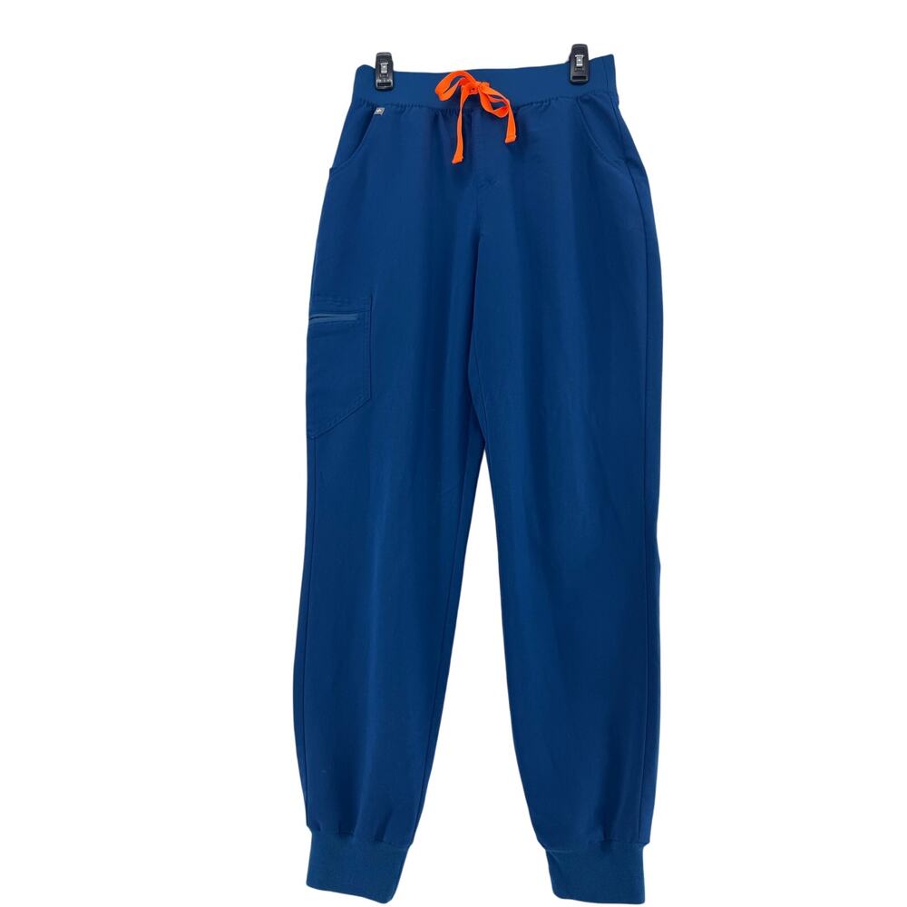 FIGS Technical Collection Zamora scrub Caribbean blue with orange drawstring. M